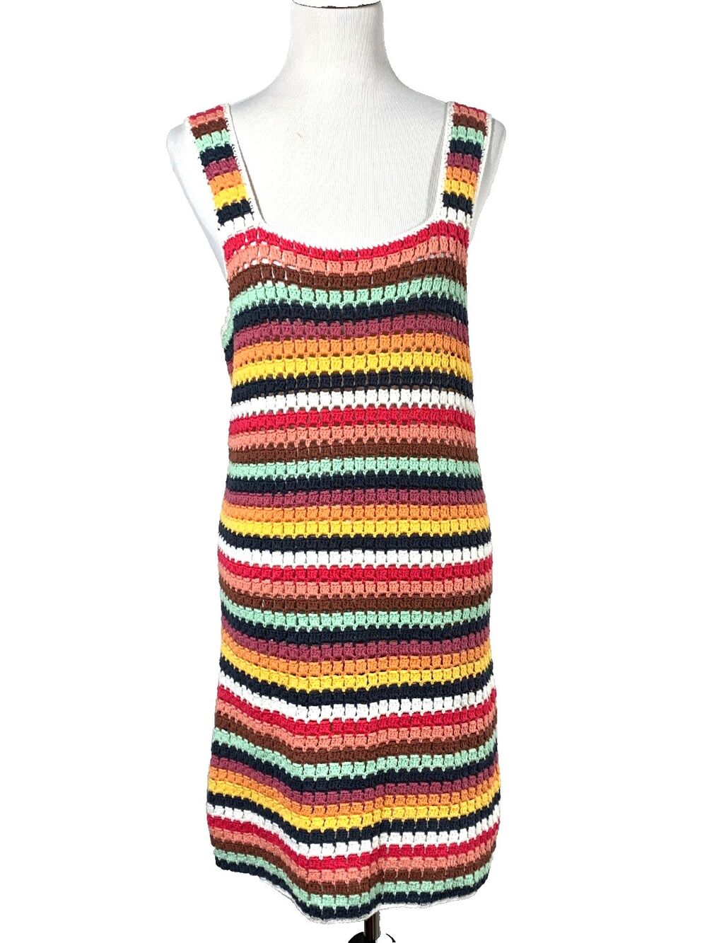 Marine Layer Fiona Crochet Multi Stripe Dress L